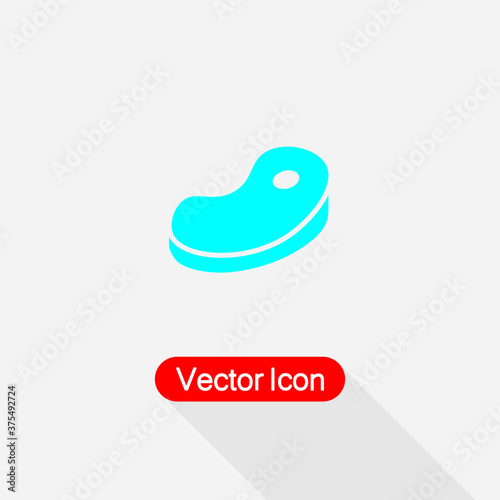 Meat Steak Icon, Raw Beef Steak Symbol Vector Illustration Eps10