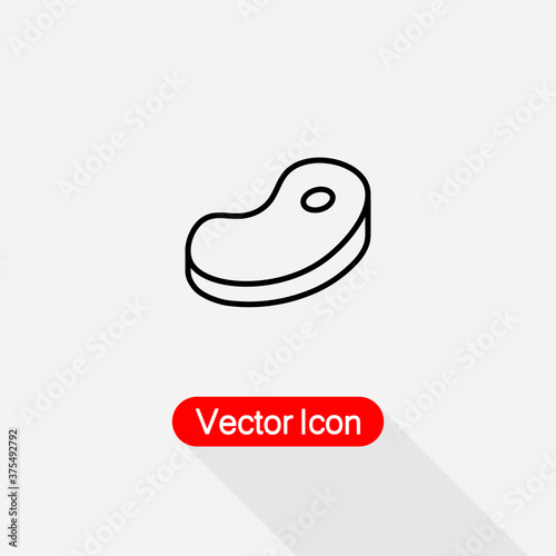 Meat Steak Icon, Raw Beef Steak Symbol Vector Illustration Eps10