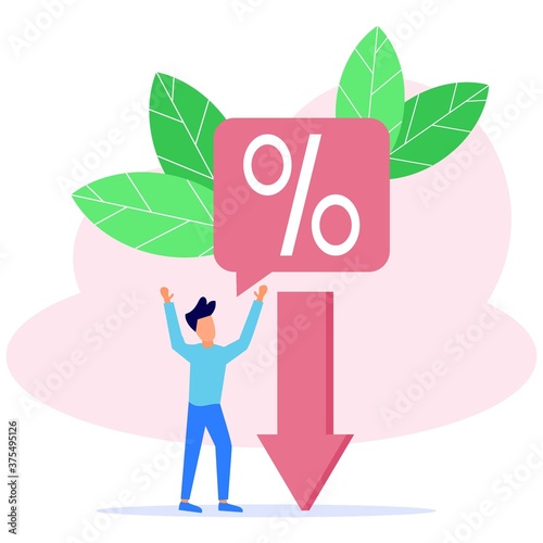 Illustration vector graphic cartoon character of percent decrease