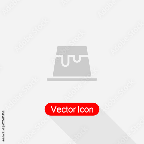 Pudding Custard With Cherry Icon Vector Illustration Eps10