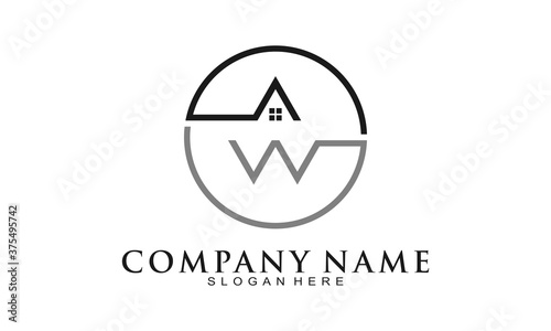 Free Download Abstract AW with house illustration vector design - GFXLoad
