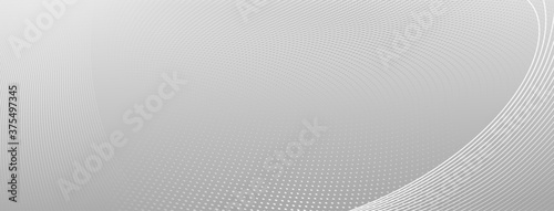 Abstract halftone background of small dots and wavy lines in gray and white colors