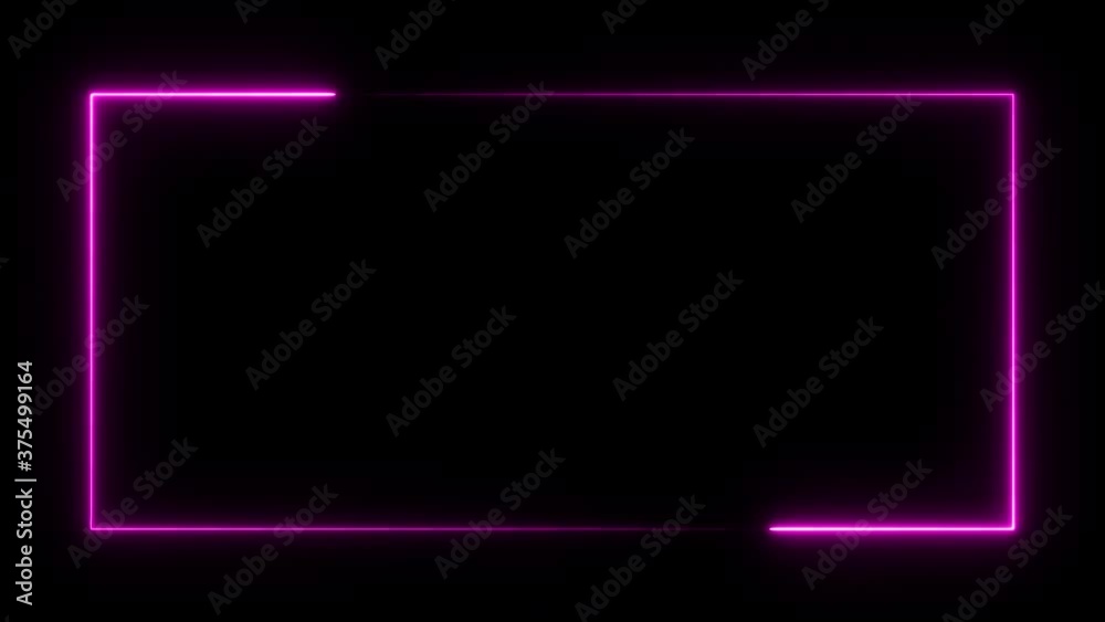 Rectangular glowing neon frame on alpha channel background.