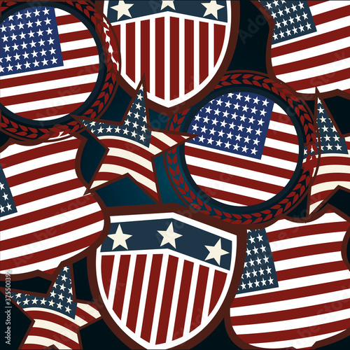 collection american flags shields stars and labels, politics voting and elections USA, make it count