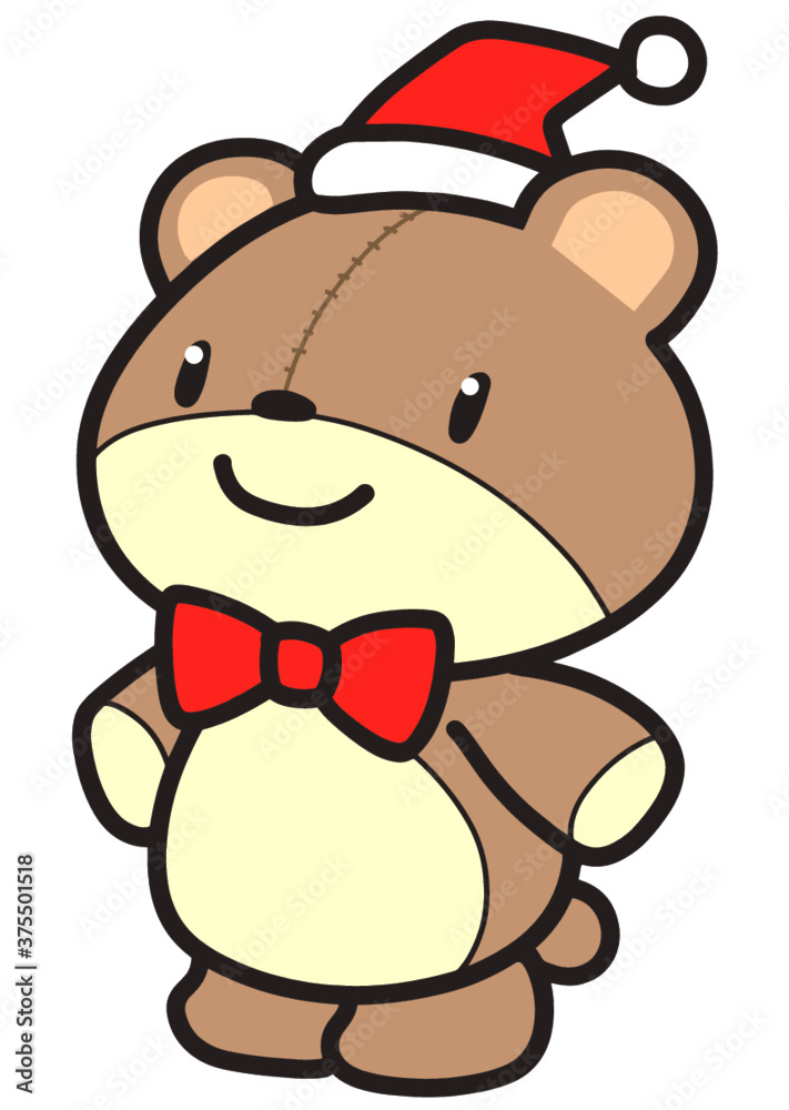 サンタ帽をかぶったクマのぬいぐるみ サンタ帽をかぶったクマのぬいぐるみ