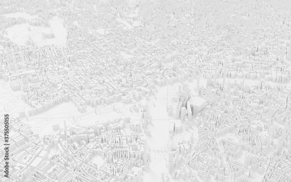 Fototapeta premium 3D Render. Smart city and Urban landscape. City Top View of landscape Building. city model and city metropolis architectural landscape.