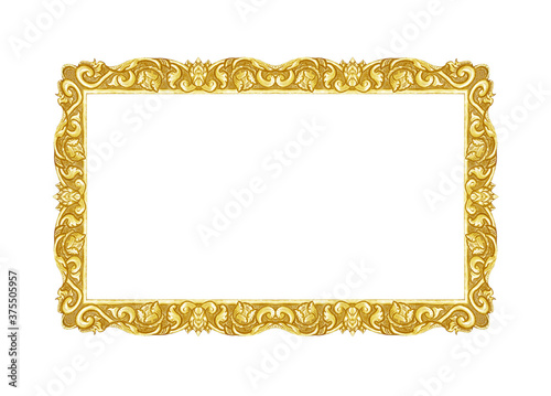 old decorative gold frame - handmade, engraved isolated on white background with clipping path included.