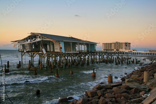 sunrise at the pier after the storm