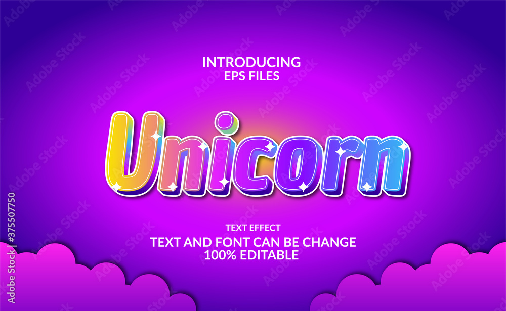 Cute rainbow color 3d shiny. editable font and text effect.