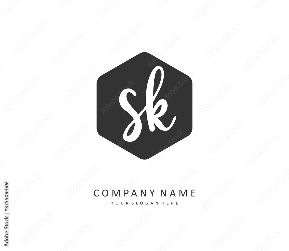 S K SK Initial letter handwriting and signature logo. A concept handwriting initial logo with template element. S K SK Initial letter handwriting and signature logo. A concept handwriting initial logo with template element.