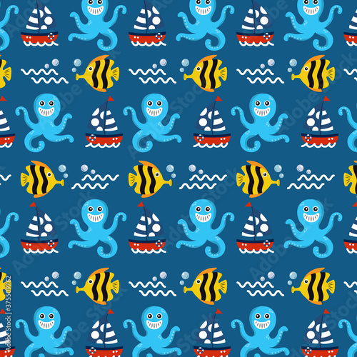 pattern sea under the sea concept illustration vector design 10