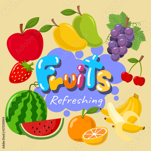 fruits set icon collection concept illustration vector design 1