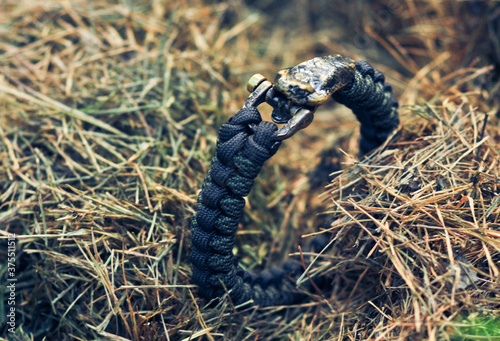 Braided paracord bracelet totem snake head