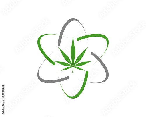 Cannabis with science symbol curve