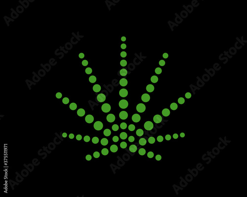 Abstract dots forming a marijuana leaf