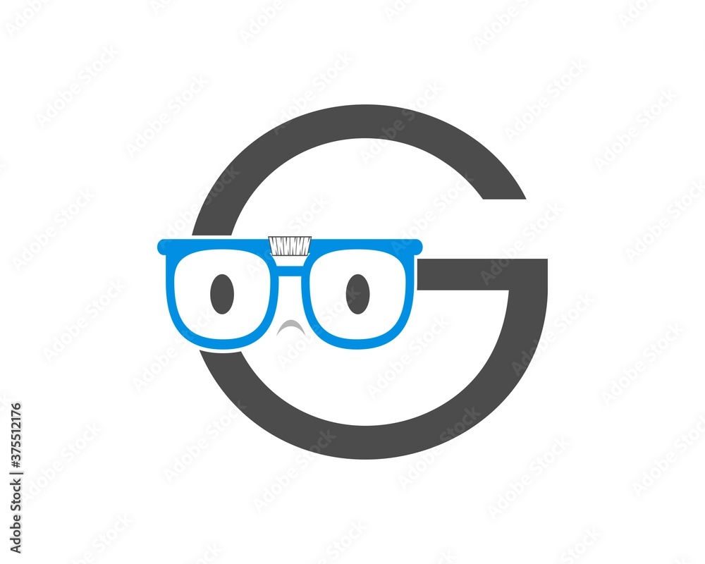 G letter initial with geek eyeglasses