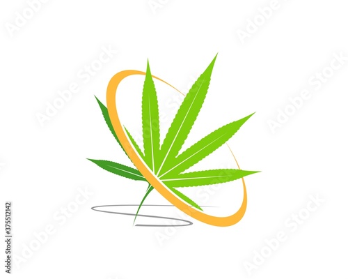 Cannabis leaf with swoosh