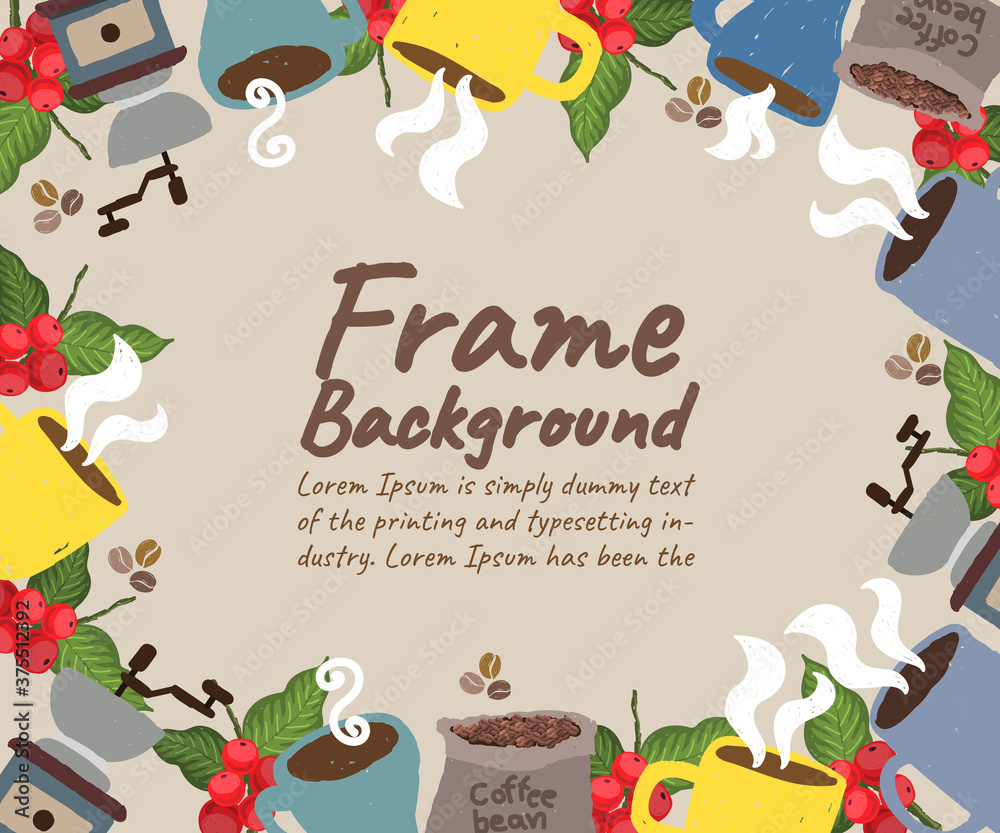 Fototapeta premium coffee frame background concept illustration vector design 5