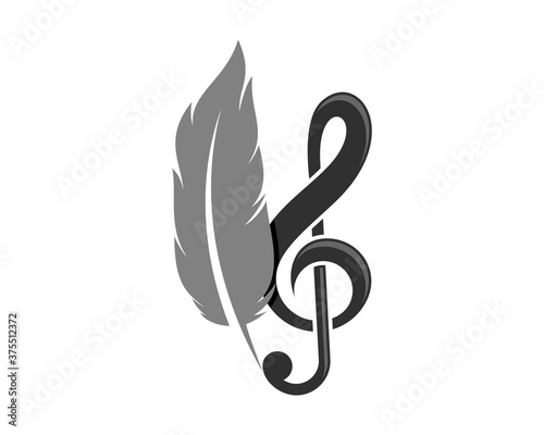 Music writer with feather and g clef logo