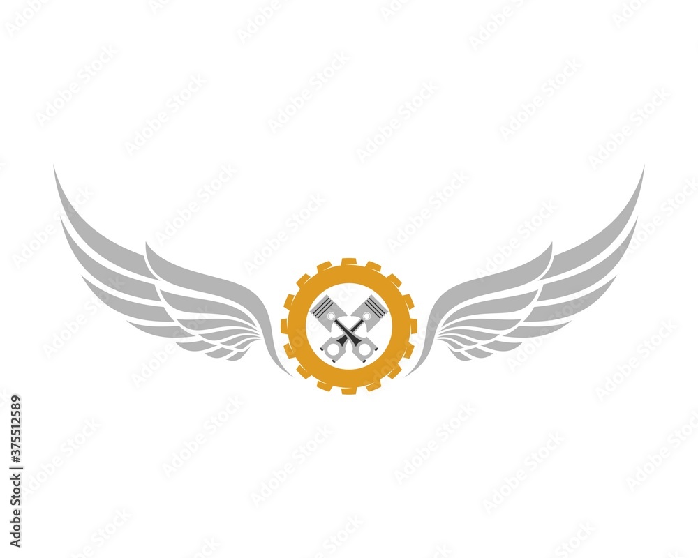 Obraz premium Gear with piston and wings