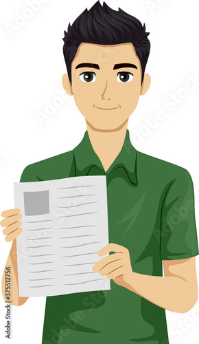 Teen Boy Job Resume Illustration