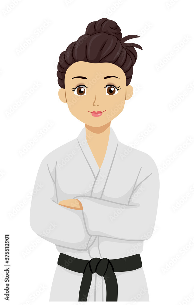 Teen Girl Taekwondo Uniform Illustration Teen Girl Taekwondo Uniform Illustration