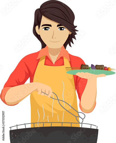 Teen Guy Barbecue Plate Ill...