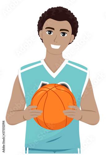 Teen Guy Black Hold Ball Ba...