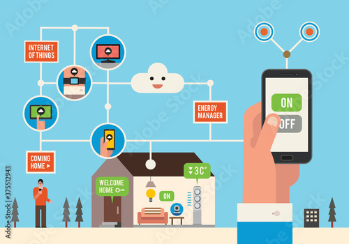 사물인터넷. 스마트 홈. 벡터 일러스트레이션