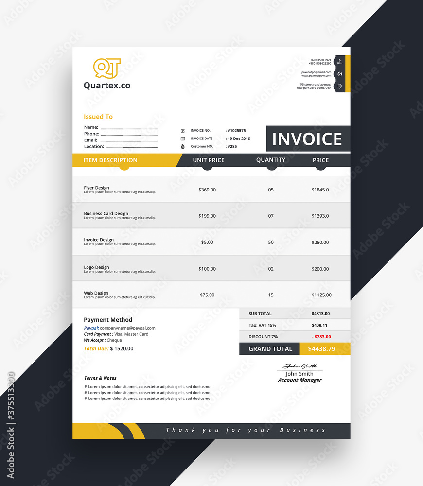 Modern Business Invoice Bill Template Modern Business Invoice Bill Template
