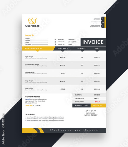 Modern Business Invoice Bill Template