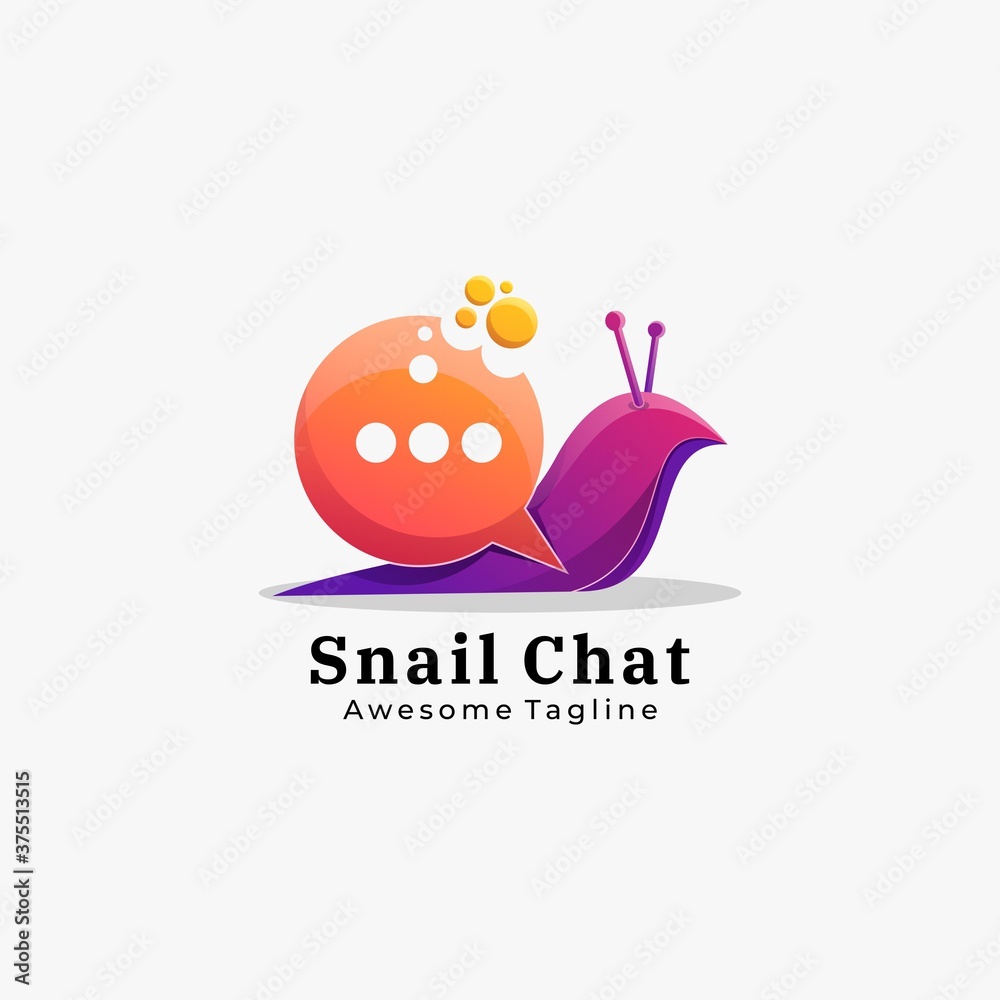 Fototapeta premium Vector Logo Illustration Snail Chat Gradient Colorful Style.