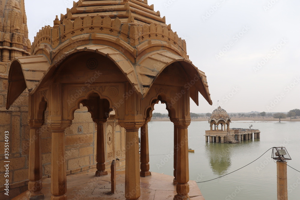 Beautiful dome structure along lake in India
