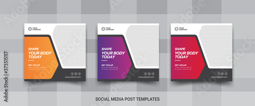 Shape your body today fitness social media post promotional banner design  