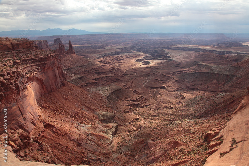 Scenic view of island in the sky seen from Mesa Arch in Canyonlands National Park Utah, USA