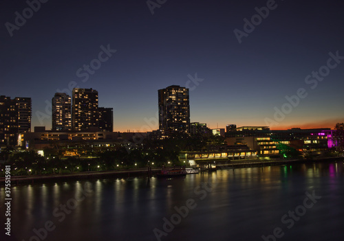 Brisbane City skyline sunset river skyscrapers 