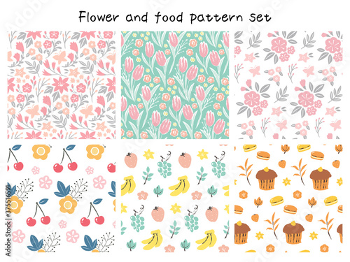 flower and food pattern set