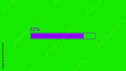 Amazing purple color 100% waiting loading bar animation video footage on green background