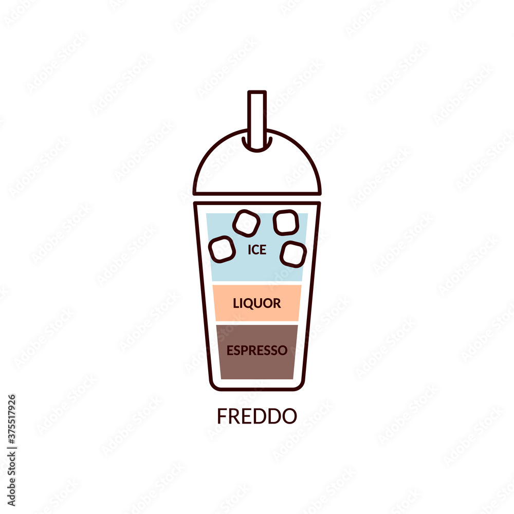 Freddo drink on base coffee espresso icon, cartoon vector illustration isolated. Freddo drink on base coffee espresso icon, cartoon vector illustration isolated.