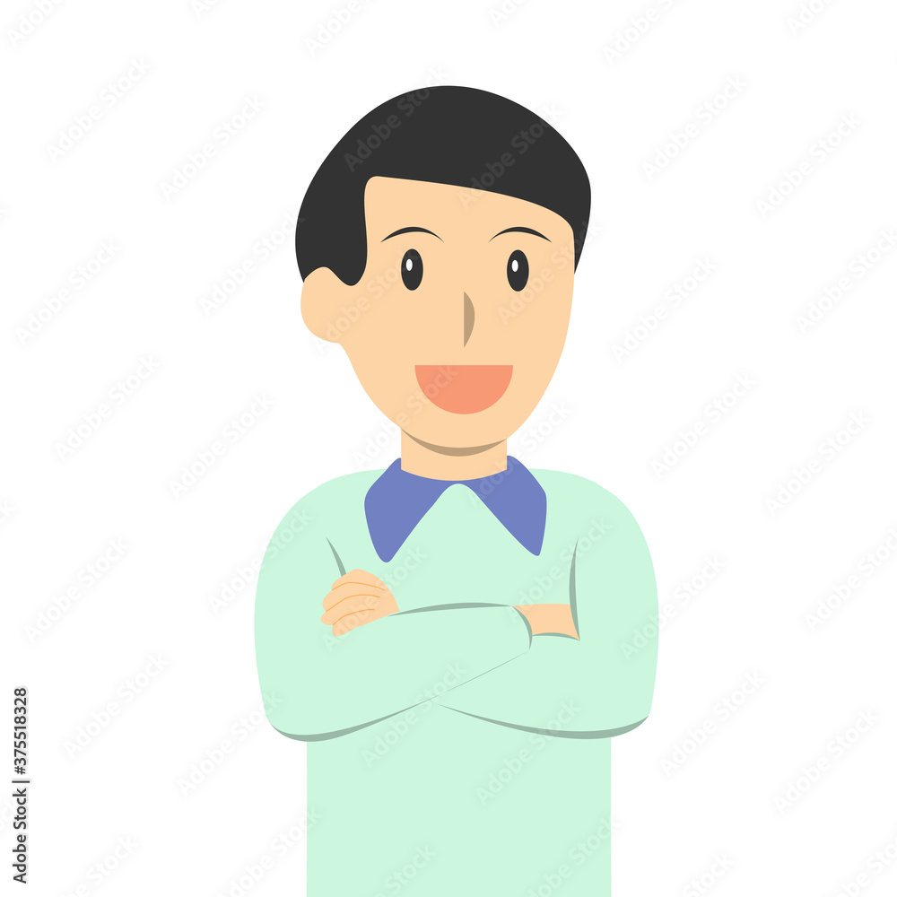 Smiling man crossing his arms vector