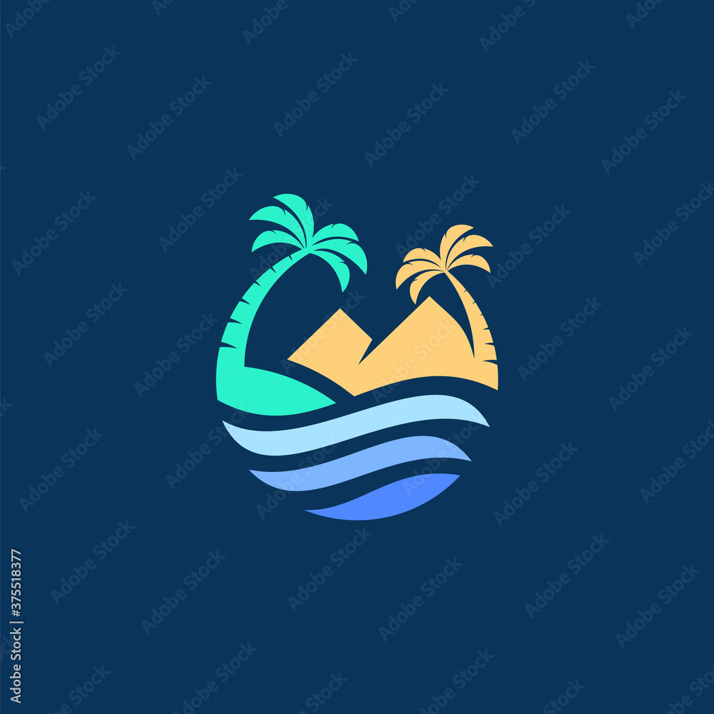 island logo circle abstract illustration