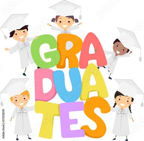 Stickman Kids Students Graduates Illustration
