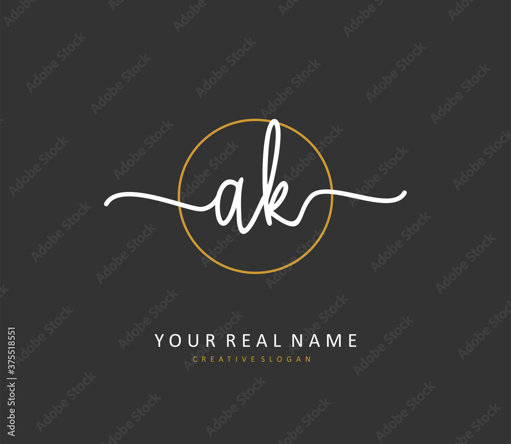 A K AK Initial letter handwriting and signature logo. A concept handwriting initial logo with template element. A K AK Initial letter handwriting and signature logo. A concept handwriting initial logo with template element.