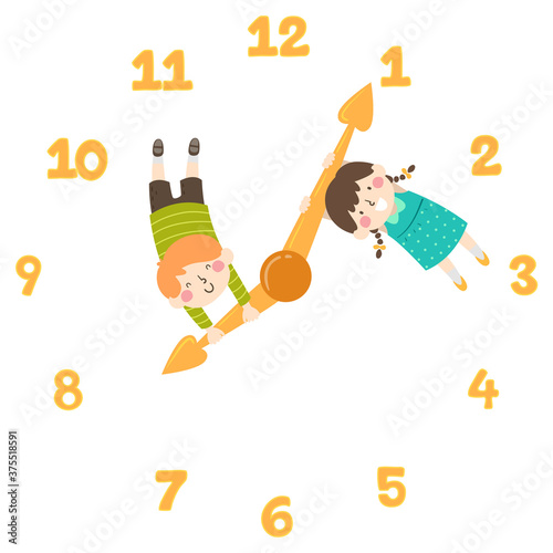 Kids Clock Hands Arrows Ill...