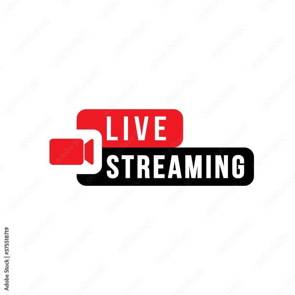 Obraz premium Live streaming flat logo vector design
