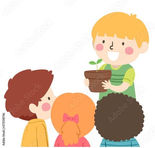Kids Kid Boy Share Potted P...