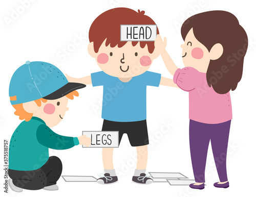 Kids Label Body Parts Class Illustration