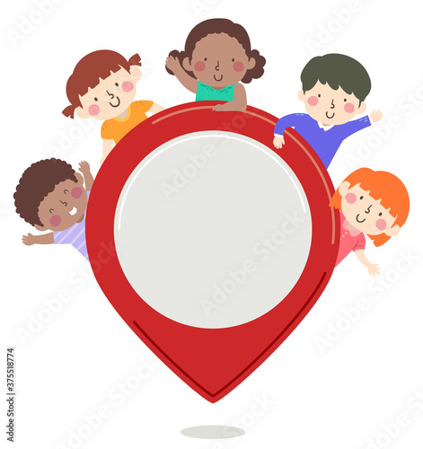 Kids Location Tracker Pin Illustration