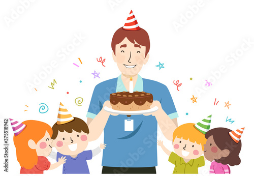 Kids Teacher Guy Birthday P...