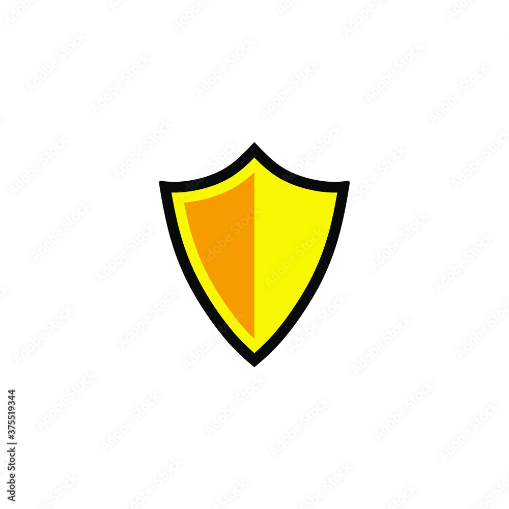 illustration vector graphic of yellow shield logo design illustration vector graphic of yellow shield logo design